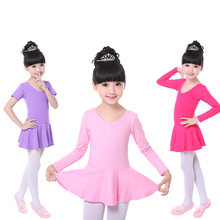 Novo rosa algodão ballet collants crianças longo/manga curta saia miúdo ballet dança vestido meninas em torno do pescoço tutu vestido de dança 2024 - compre barato