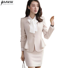 New Autumn Winter Women Skirt Suits Elegant Business Formal Long Sleeve Hem Ruffles Office Ladies Work Uniforms 2024 - buy cheap