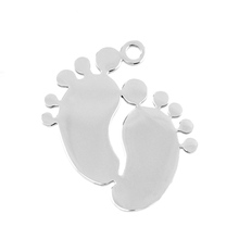 100% Stainless Steel Baby Foot Pendant Necklace Metal Baby Feet Blank Tags Charm Pendants Mirror Polished Wholesale 50pcs 2024 - buy cheap