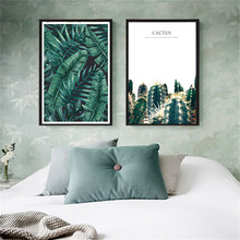 Home Decor Nordic Canvas Painting Cactus Green Leaves Plant Letter Poster picture Living Room Bedroom Hotel Wall Art Home Decor 2024 - buy cheap