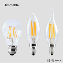 E27 E14 Antique LED Edison Bulb Lamp 220V A60 C35 Retro LED Filament Light Vintage Glass Bulb Lamp 2W 4W 6W 8W Candle Light Lamp 2024 - buy cheap