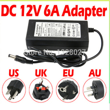DC Carregador Adaptador Transformador 12 V 6A LEVOU fonte de Alimentação 110 V 220 V para 12 V para RGB LED Strip 5050 3528 UE EUA UA UK Plugue do Cabo de Soquete