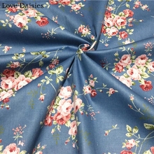 100% Cotton Twill DARK BLUE Pink Red Rose Flowers Floral  Fabrics for DIY Bedding Apparel Dress Handwork Decor Textile 2024 - buy cheap