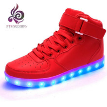 STRONGSHEN New USB Charging Kids Sneakers Fashion Luminous Lighted Colorful LED lights Children Shoes Casual Flat Boy girl Shoes 2024 - buy cheap