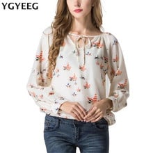 Ygyeeg camiseta feminina casual de verão, top feminino com manga comprida, camiseta casual de chiffon de cordão floral para mulheres, blusa feminina 2024 - compre barato