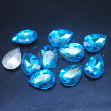 50 Pieces/Lot Glass Cabochon Glass Bead(back not flat surface) Dropwater Shape Blue Clothes Garment Accessories 13x18mm 2024 - buy cheap