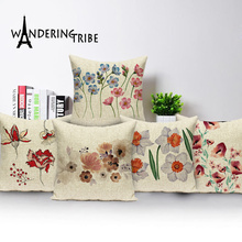 Botanical Cushion Covers Home Decorative Pillows Floral Pillow Cover Plant Spring Pillow Covers Custom Quality Kissen 45 * 45 2024 - buy cheap