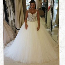 Vestido de casamento de noiva vestido de noiva de tule de strass 2024 - compre barato