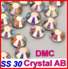 SS30 288 шт./пакет, прозрачные кристаллы AB DMC для горячей фиксации, стеклянные стразы, Стразы DIY, горячая фиксация одежды, кристаллы, блестящий камень 2024 - купить недорого