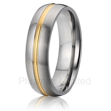 2016 OEM/ODM  Global distributor classic gold color line brushed  wedding  band jewelry fashion rings for couples 2024 - buy cheap