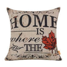 LINKWELL 18x18" Retro Home is Where the Love is Red Maple Leaf Canada Monogram Burlap Cushion Cover Throw Pillowcase Shabby Chic 2024 - buy cheap