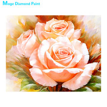Floral Diamond Painting Round Full Dril Rose Peony New DIY Sticking Drill Cross Embroidery 5D Home Decoration 2024 - compre barato