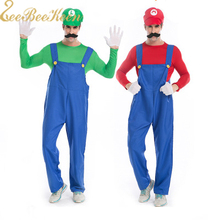 Косплей взрослых братьев Супер Марио Косплей танцевальный костюм набор женский костюм для Хэллоуина вечеринки Марио и Луиджи костюм для подарка 2024 - купить недорого