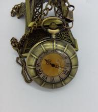 New Fashion quartz Roman numerals Dark brown glass Flip clock Bronze cowboy chain pocket watches 2024 - buy cheap