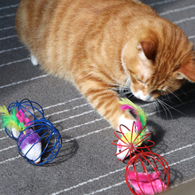 Juguete de gato jaula de hierro ratón pluma de felpa ratón juguetes de gato gatito interactivo jugando divertido ratón juguetes para gatos animales de mascotas 2024 - compra barato