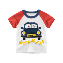 Camiseta de manga corta de algodón para bebés y niños, Tops de camión, ropa de dibujos animados para bebés, Verano 2024 - compra barato