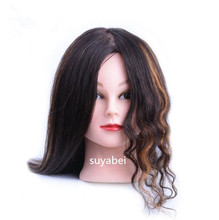 50CM hair length 100% Real natural human hair Training Head Curl Iron Straighten Practice Hairdresser Mannequin Head female head 2024 - buy cheap