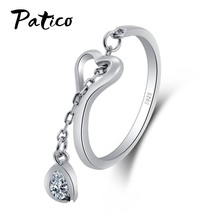 Anillo de Plata de Ley 925 auténtica para mujer, joyería de lujo con forma de corazón, colgante abierto, gran oferta 2024 - compra barato