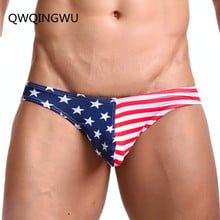 Ropa interior Sexy Gay para hombre, calzoncillos cortos con bandera estampada de Estados Unidos, de algodón, de cintura baja 2024 - compra barato
