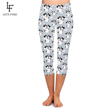 LETSFIND-Pantalones elásticos de cintura alta para mujer, Leggings Capri informales con estampado 3D de dibujos animados de perros y patas de perro, de seda de leche, cómodos 2024 - compra barato