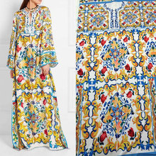 207x145cm retro printed fabric drape handmade DIY dress cheongsam pajamas fabric scarf material polyester diyparent-child fabric 2024 - buy cheap