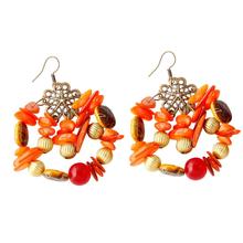 Bohemia Dangle Earrings For Women Black Orange Red Colorful Beads Flower Antique Gold Pendant Earrings Gift Jewelry For Women 2024 - buy cheap