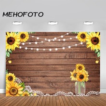 MEHOFOTO Rustic Wood Sunflower Backdrop Wooden Texture Board Wall Wedding Bridal Shower Birthday Party Photography Background 2024 - buy cheap