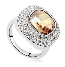 Cristal quadrados brilhantes de cor dourada branca, joias de swarovski, anéis para dedos de festa, acessórios de moda 2024 - compre barato