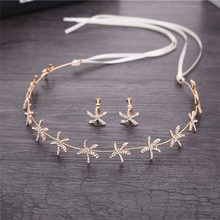 Luxury Hair Jewelry Starfish Crystal Bride Tiaras Wedding Hair Accessories headdress Gold Headbands Ribbon Chain Gift 2024 - buy cheap