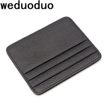 weduoduo Brand Card Holder Super Thin Genuine Leather Credit Card Holders Mini Men Card Organizer Cases For Business Usage 2024 - buy cheap