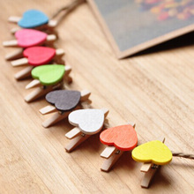 50pcs Heart Wood Clips Mix Colors Heart Mini Wooden Clothes Photo Bags Pegs Pin Colorful Party Bags Craft Clips Party Decoration 2024 - buy cheap