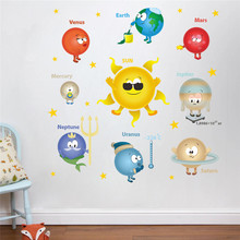 Мультяшные планеты Солнечной системы, настенные наклейки для детского сада, классной комнаты, детской комнаты, домашнее искусство, детской фрески 2024 - купить недорого