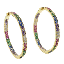 Luxury 50MM Diameter Big Crystal Hoop Earrings For Women Circle Pendant Rainbow Statement Large Earring Rhinestone Boho Jewelry 2024 - buy cheap