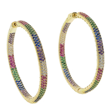 Pendientes de aro de cristal grande para mujer, aretes de lujo de 50MM de diámetro, colgante circular de arcoíris, pendiente grande con diamantes de imitación, joyería Bohemia 2024 - compra barato