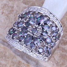 Graceful Rainbow & White CZ Silver Plated  Ring Size 6 / 7 / 8 / 9 / 10 / 11 S0217 2024 - buy cheap