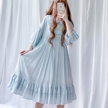 2019 Summer Lori Mori Girl Student Dress Embroidery Loose Puff Sleeve Op Leisure Campus Lolita Party Dresses 2024 - buy cheap