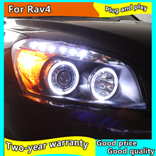 Автомобильный головной светильник в сборе для Toyota RAV4 2009-2013 для RAV4 светодиодный ангельский глаз DRL Q5 bi xenon объектив h7 ксеноновый передний светильник 2024 - купить недорого