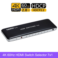 PUZHIJIE 4K60Hz HDMI Switcher 7x1 HDMI 2.0 UHD 4K@60Hz fps 4:4:4 18Gbps 10Bit HDR HDCP 2.2 3D 7 Input 1 Output HDMI Splitter 2024 - buy cheap