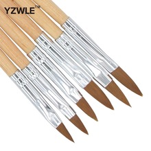 YWK 6 шт./упак. набор кистей для рисования ногтей с деревянной ручкой для акриловых ногтей УФ-гель для маникюра Инструменты для красоты кисти 32 2024 - купить недорого