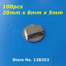 Wholesale 100pcs Super Strong Neodymium Rectangle Block Magnets 20mm x 8mm x 5mm N35 Rare Earth NdFeB Cuboid Magnet 2024 - buy cheap