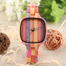 Unique Colorful Wood Watch Womens Full Wooden Bracelet Ladies Dress Clock Environmental Protection Bamboo Watch horloges vrouwen 2024 - buy cheap