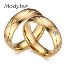 Modyle 2022 New Fashion Wedding Bands Ring For Women Men Gold-Color Stainless Steel Ring 2024 - buy cheap