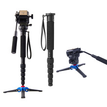 Fusitu FT111 Aluminium Professional Camera Walking Stick with Mini Tripod Monopod Stand Base and Tripod Head for DSLR 2024 - buy cheap