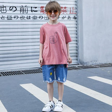 2019 summer big boys fashion clothes suits children's print short sleeve tops + denim shorts 2 pcs clothes kids clothing sets 2024 - buy cheap