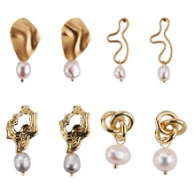 2019 Fashion Gold Simulated Pearl Earrings for Women Girl Vintage Irregular Pearl Dangle Earrings Wedding Jewelry Ear Decoration 2024 - buy cheap