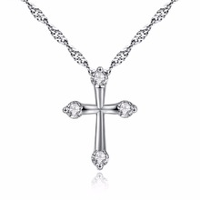 New arrival silver color zircon cross pendant necklace fashion party jewelry for woman birthday gift drop shipping 2024 - buy cheap