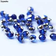 Isywaka profundo, azul, plata, Color 4*6mm 50 Uds cuentas Austria cristal cuentas de vidrio de cristal cuentas espaciadoras sueltas para la fabricación de la joyería 2024 - compra barato