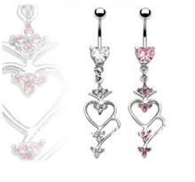 Wholesale Zircon Heart Navel Belly Ring Belly Ring Body Piercing Jewelry5pc/lot 2024 - buy cheap