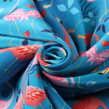 100% Silk Crepe Scarf 65X65cm Bright Blue Flamingo Printed New Desigual Women Scarf Free Shipping 2024 - buy cheap