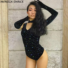 Sexy Stage Black Bodysuit Crystal Catsuit Nightclub Clothing DJ DS Singers Jumpsuit Sexy Stage Wear Costume Bling Outfit 2024 - buy cheap